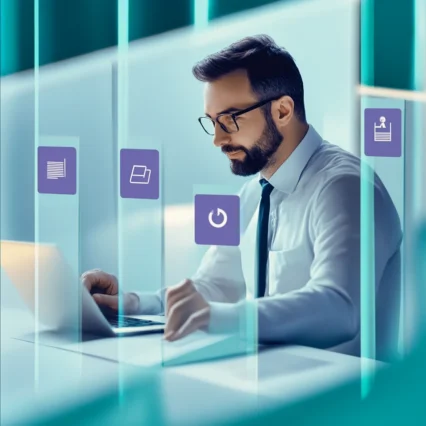men-in-front-computer Man in front of a computer, symbolizing streamlined insider list management with Logwise.